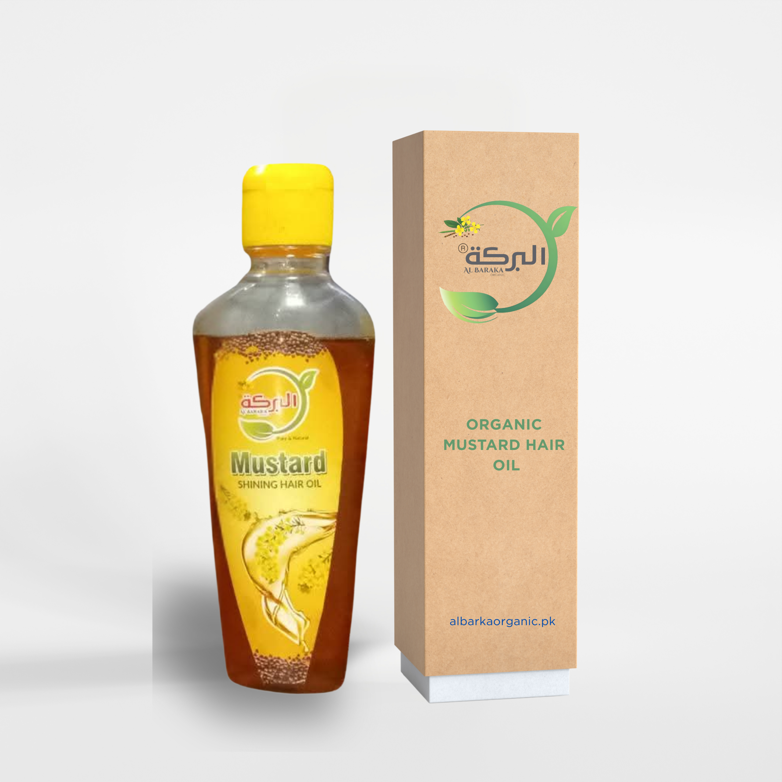 White and Brown Minimalist Packaging Mockup Instagram Post (3) Organic Mustard Hair Oil 200 ML - Image 1